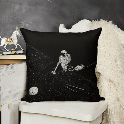 Space Cleaner Linen Throw Pillow Cover