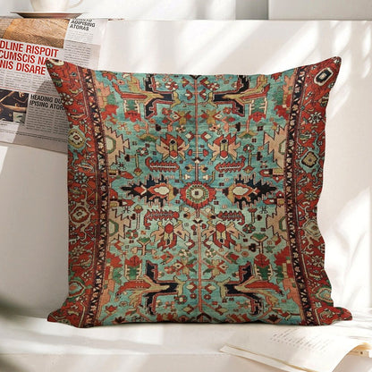 Antique Heriz Persian Carpet Print Linen Throw Pillow Cover