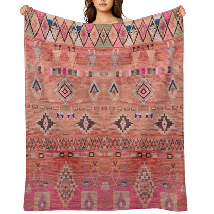 Traditional Moroccan Berber Rug Design Throw Blanket