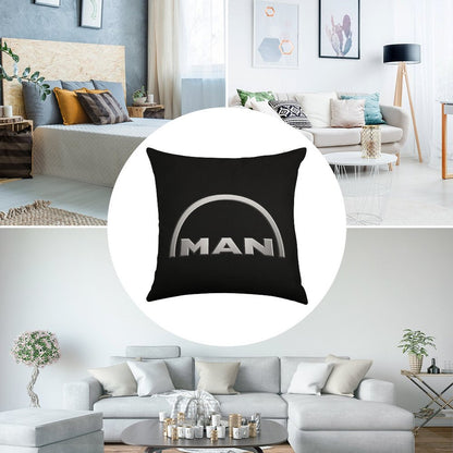 MAN Logo Linen Throw Pillow Cover