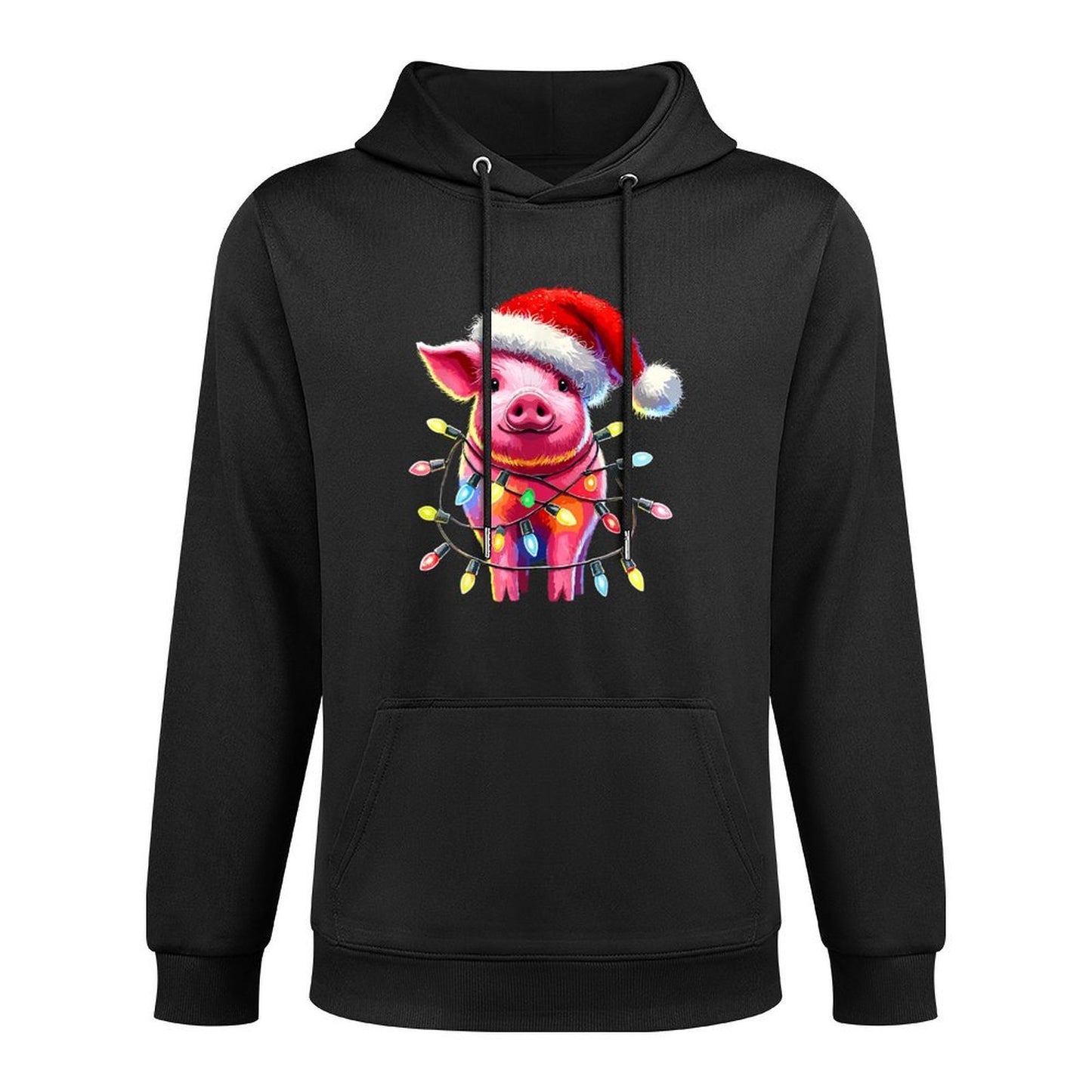 Pig Christmas Light Pig Lover Adjustable Hood Hoodie