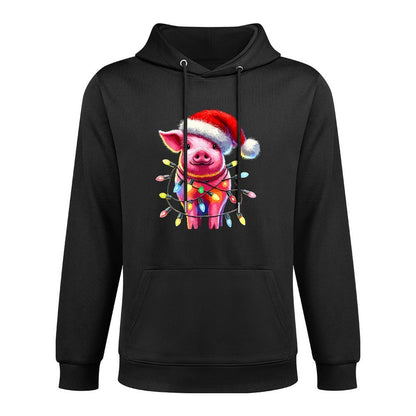 Pig Christmas Light Pig Lover Adjustable Hood Hoodie