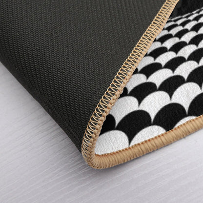 Optical Illusion Black And White Scales Houndstooth Black Hole Vortex Bath Mat