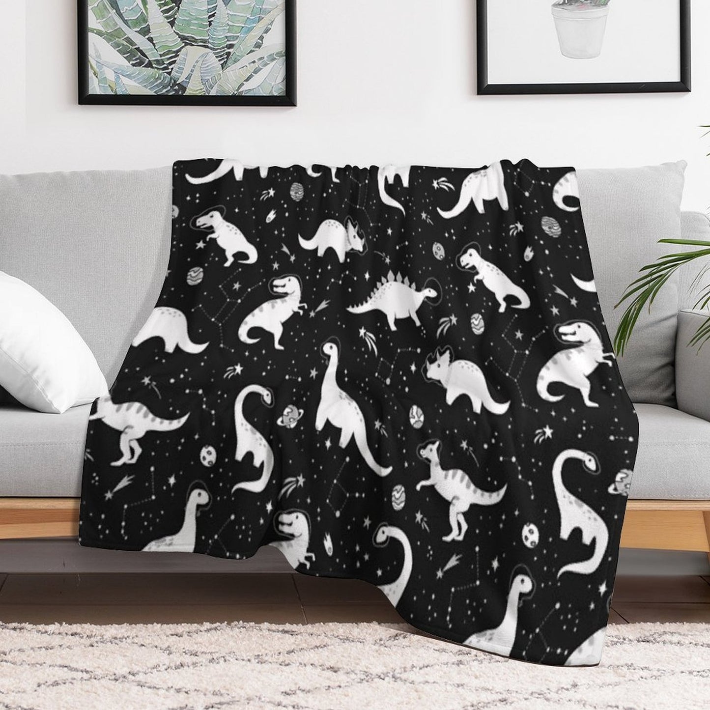 Space Dinosaurs Throw Blanket