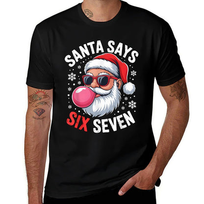 Xmas Santa Says Six Seven Christmas 67 Meme Funny Boys Girls  Heathered Texture T-Shirt