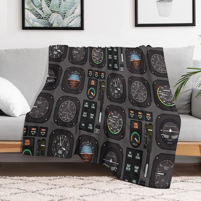 Pilot Flight Instruments Throw Blanket
