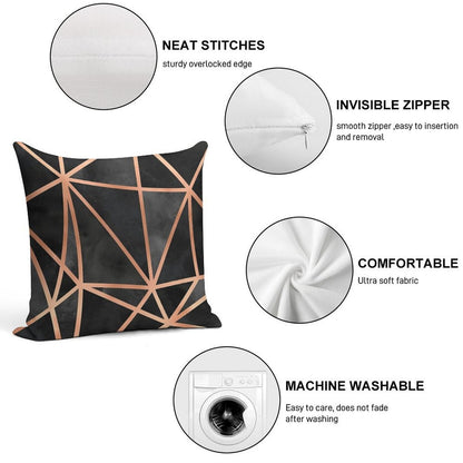 Black And Copper Geo Soft Skin-Friendly Throw Pillow