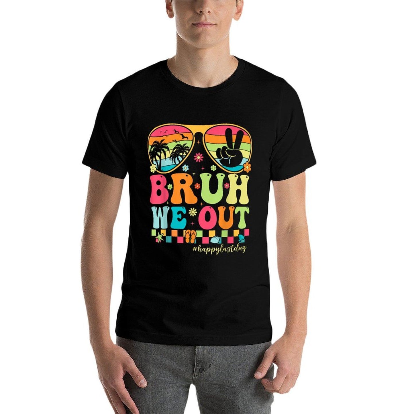 Bruh We Out Teachers Happy Last Day Of School Groovy  Classic T-Shirt