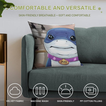 Jeff The Land Shark Soft Durable Construction Throw Pillow