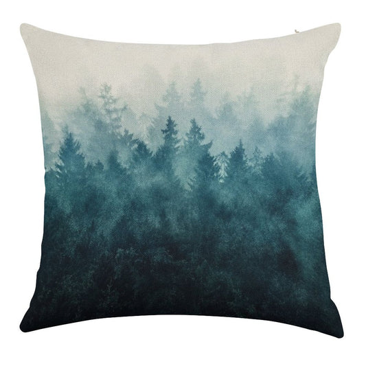 The Heart Of My Heart  So Far From Home In A Misty Foggy Fall Wilderness Forest Linen Throw Pillow Cover