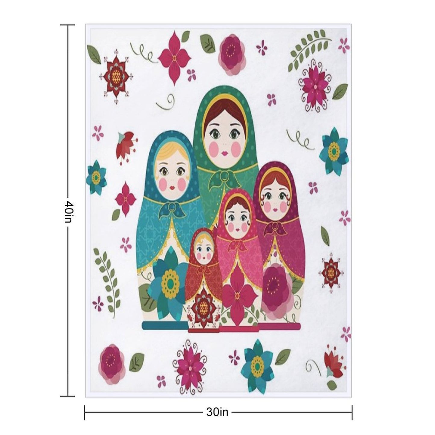 Russian Dolls White Throw Blanket