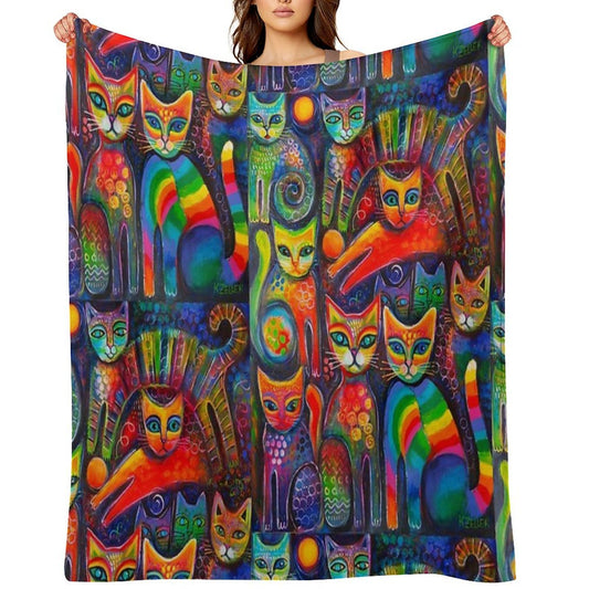 Rainbow Cats Acrylics Throw Blanket