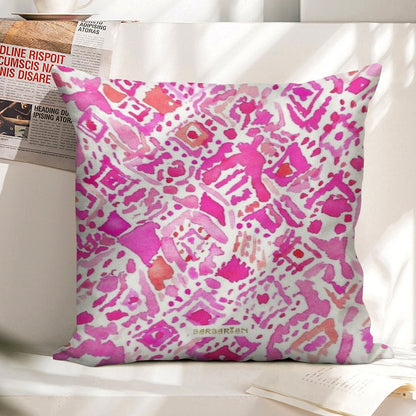 Cute Geometric Pink Linen Throw Pillow Cover
