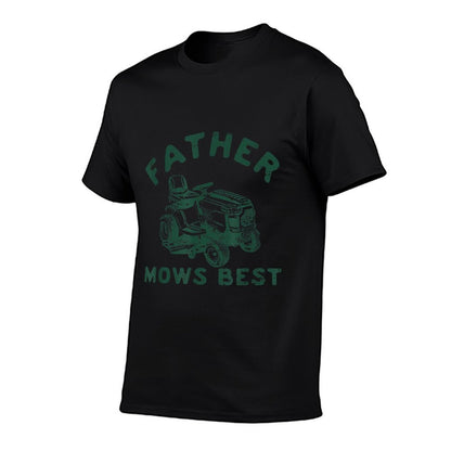 Father Mows Best  Ribbed Collar T-Shirt
