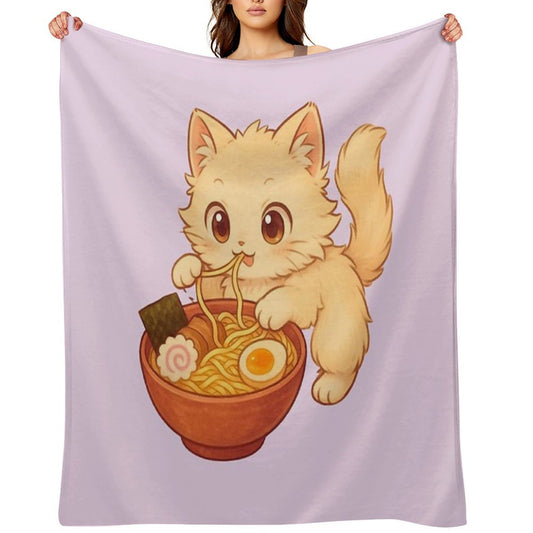 Kitty Ramen Throw Blanket