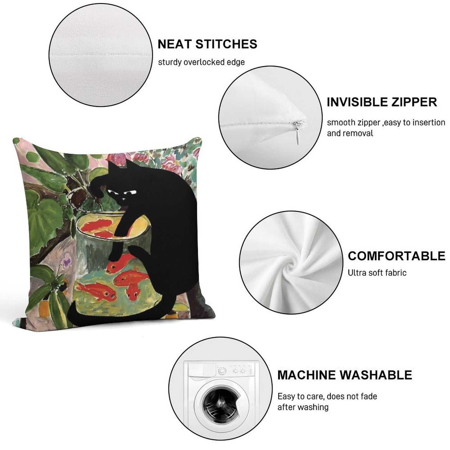 Matisse's Goldfish And A Cat Soft Bedroom Essential Throw Pillow