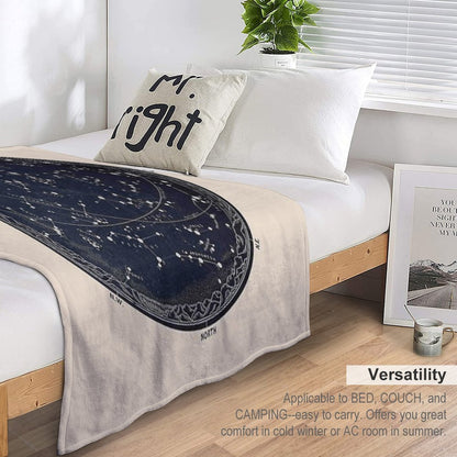 Antique Map of The Night Sky, 19th Century Astronomy Throw Blanket