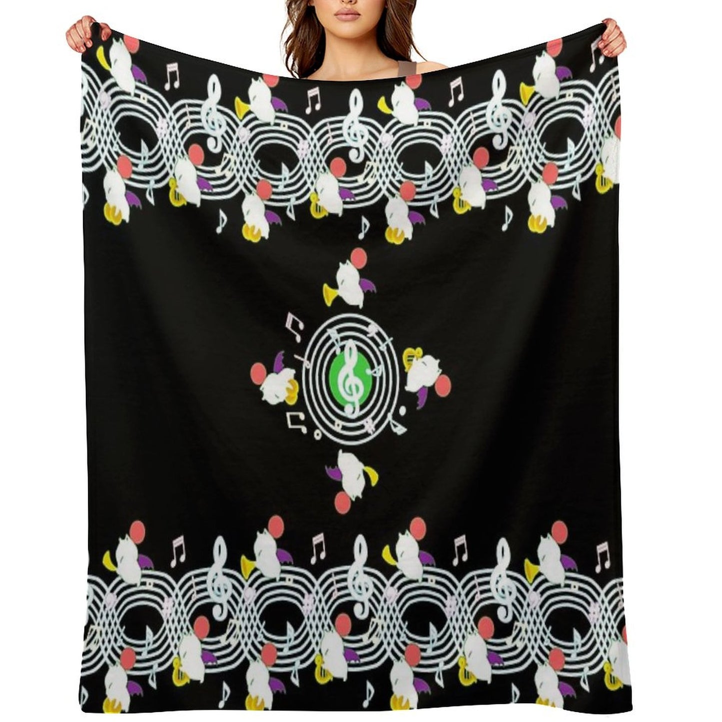 Music Moogle (Black&Green) Throw Blanket