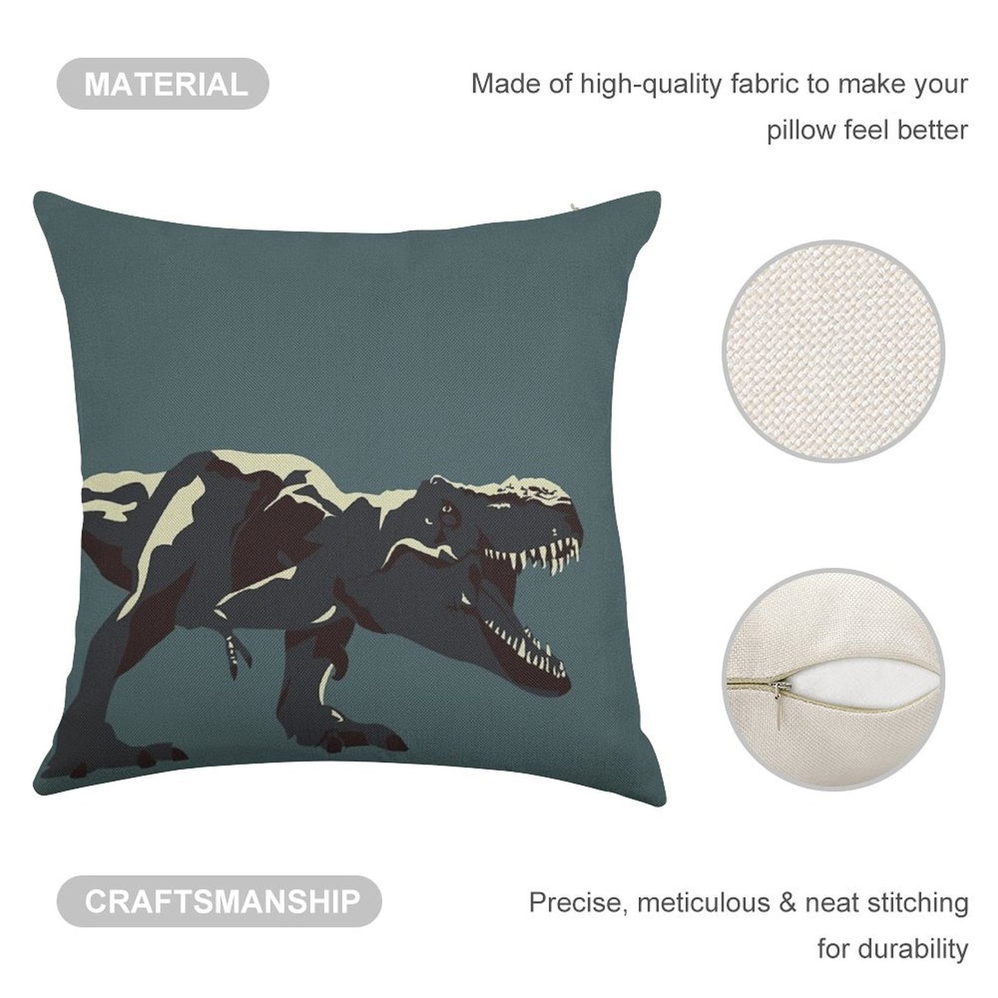 T Rex Roar Linen Throw Pillow Cover