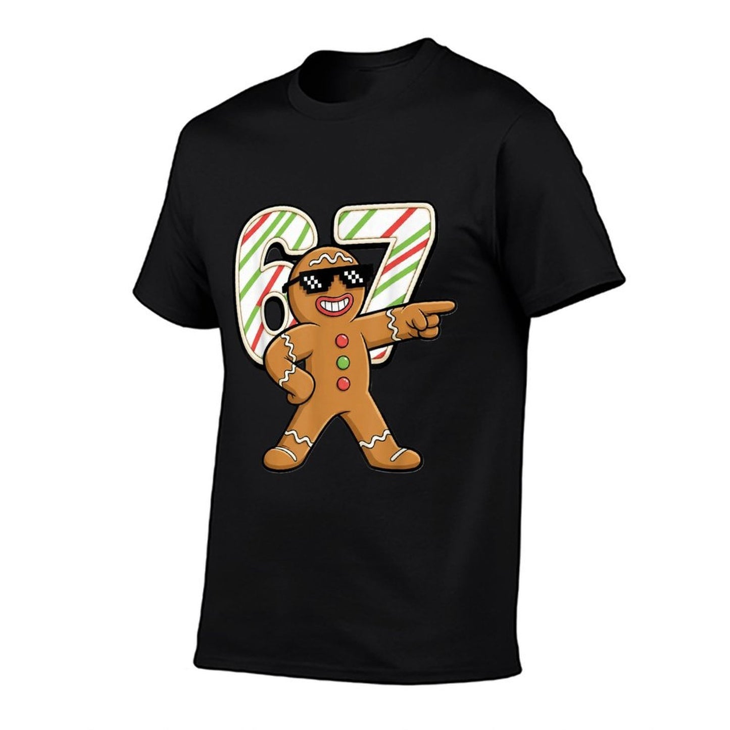 Funny 6 7 Six Seven 67 Meme Gingerbread Man Christmas  Polyester Blend T-Shirt