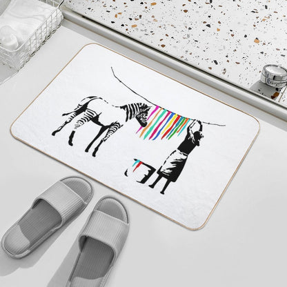Zebra Stripes Washing - Banksy Graffiti Bath Mat