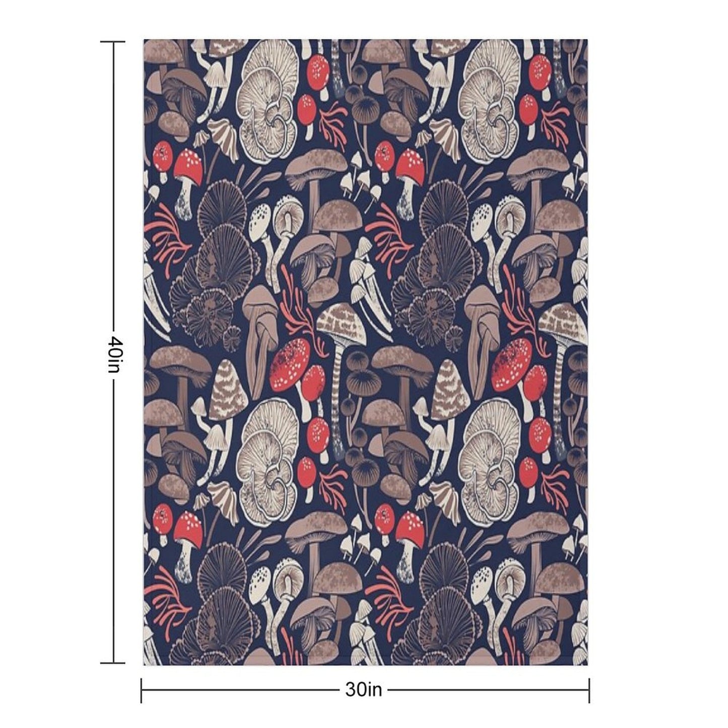 Mystical Fungi  Midnight Blue Background Brown Red And Coral Wild Mushrooms Throw Blanket