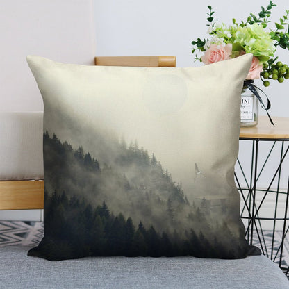 Forest Moon Linen Throw Pillow Cover