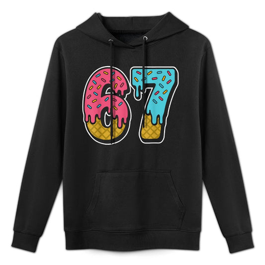 67 Ice Cream Drip Meme Funny Six Seven Gen Alpha Slang Casual Wear Hoodie