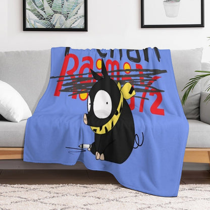 P-Chan Ranma Logo (Blue Background) SILLYFUN ON REDBUBBLE.COM (LOWER QUALITY IF STOLEN) Throw Blanket