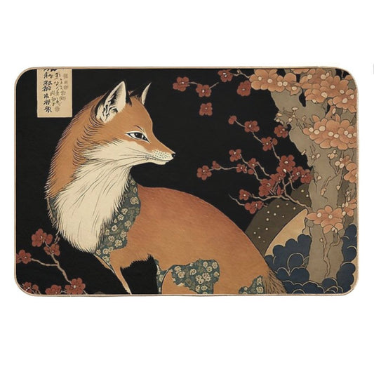 Fox Among The Flowers Bath Mat