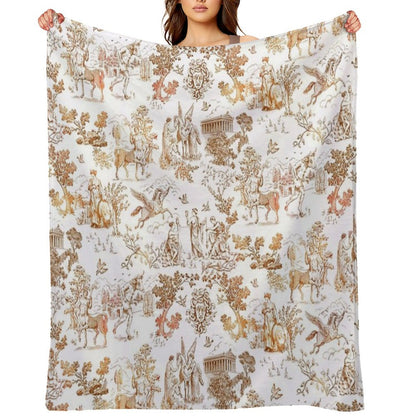 Greek Mythology Toile with Centaurs, Minotaurs And Pegasus Throw Blanket