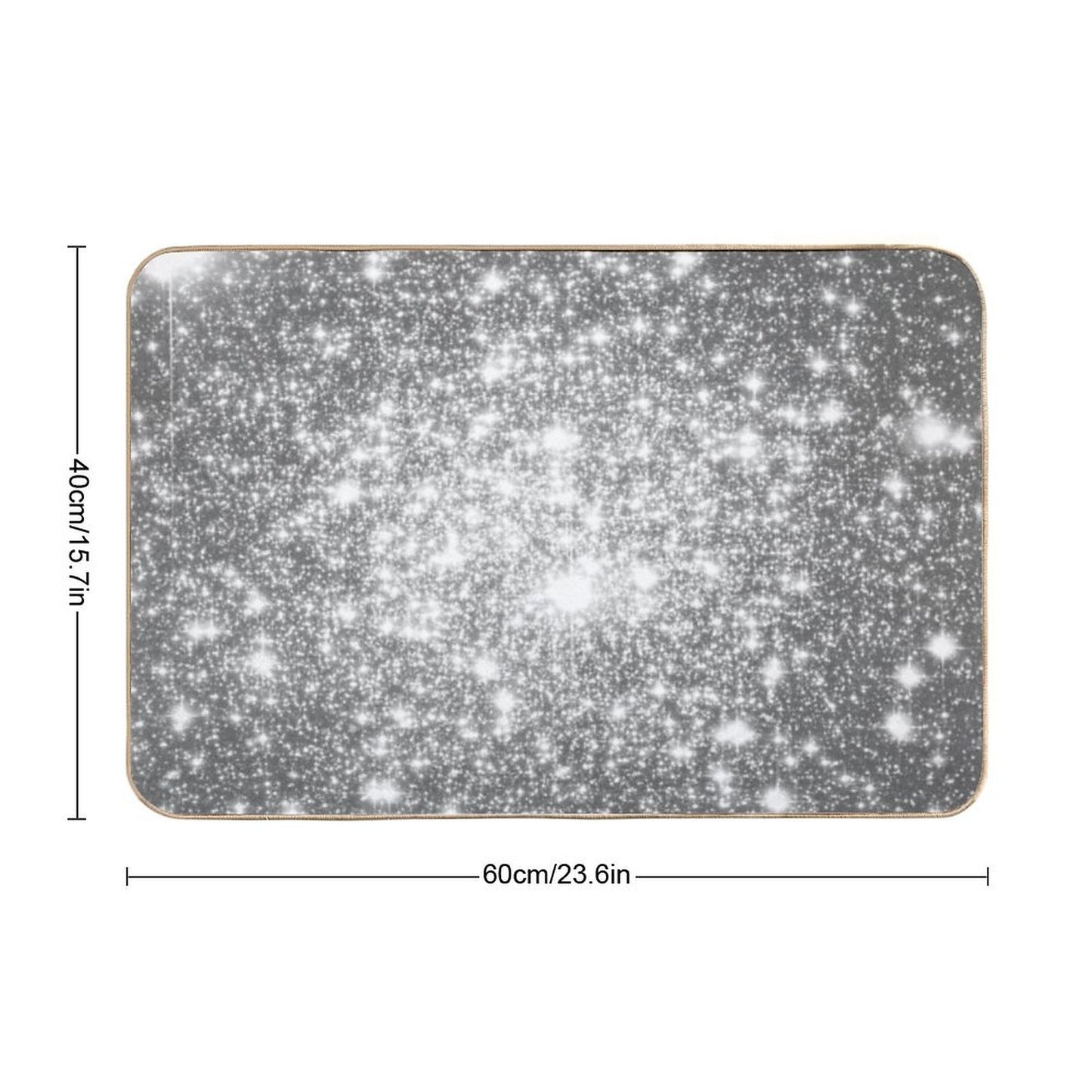 Galaxy Sparkle Stars Silver Gray Bath Mat