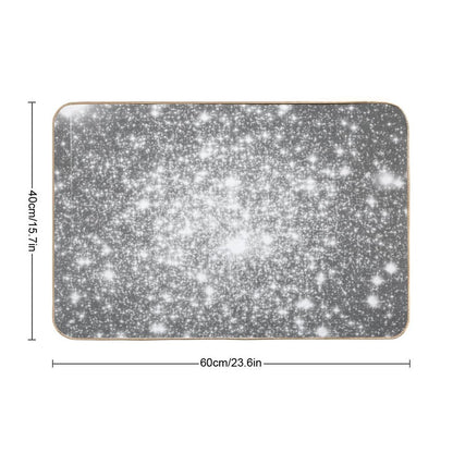 Galaxy Sparkle Stars Silver Gray Bath Mat