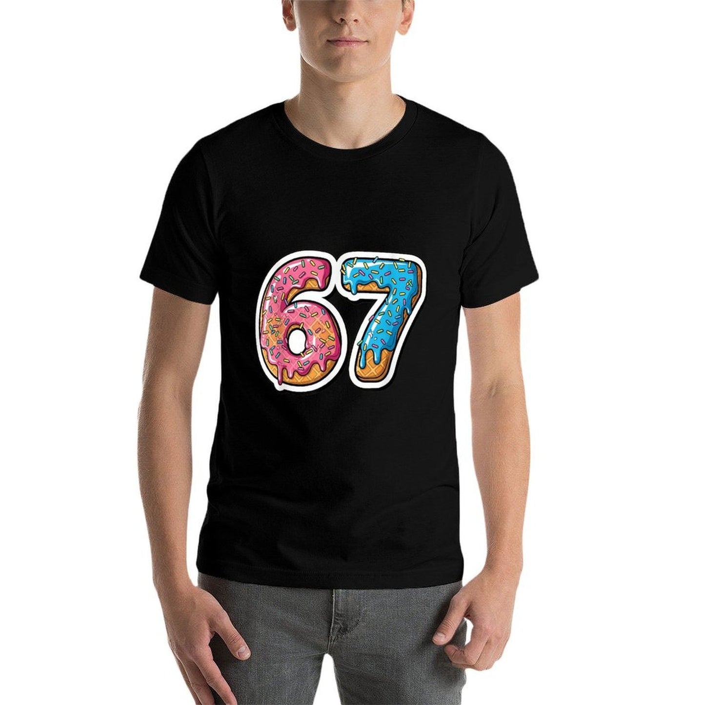 Six Seven Ice Cream Drip Sports Cool Meme 67 Funny Number  Easy-care T-Shirt