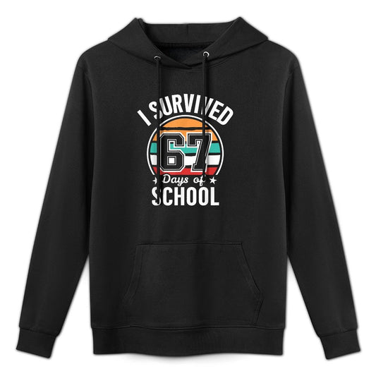 Vintage I Survived 67 Days of School Funny Teachers Students Moisture-Wicking Hoodie