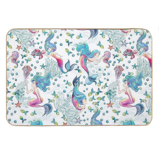 Modern Mermaid Toile Bath Mat