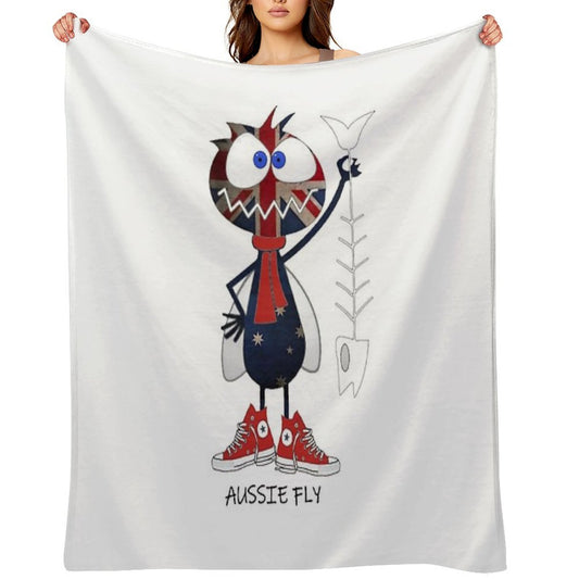 Aussie Fly Cartoon Critter Throw Blanket