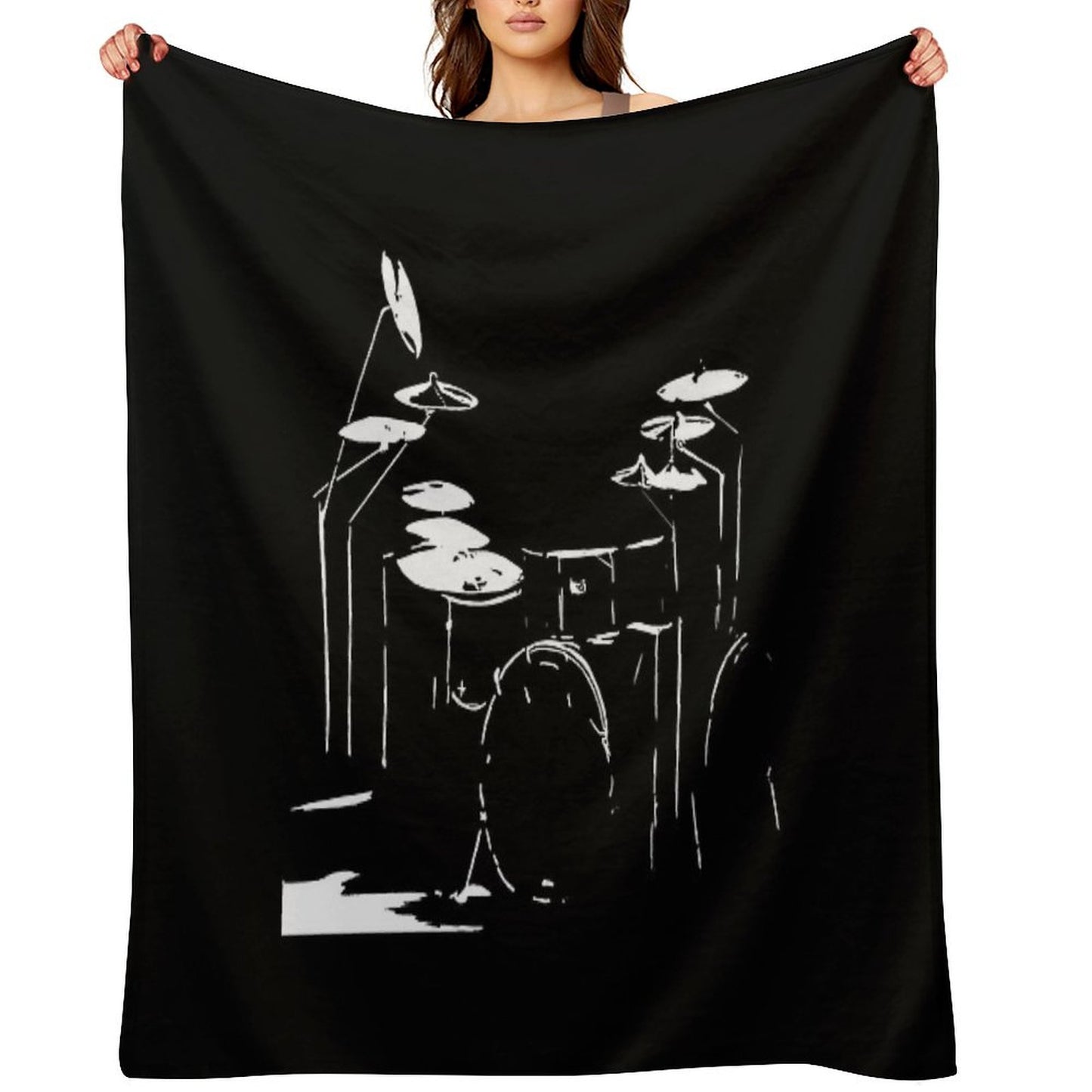 Drum Kit Black And White Throw Blanket