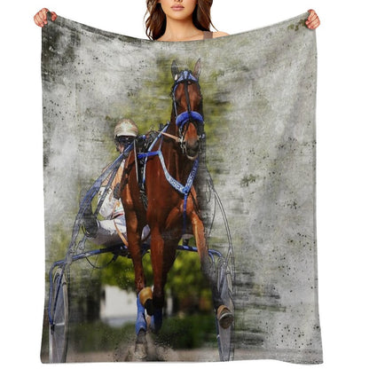 Harness Horse Cart Racing 02 Throw Blanket