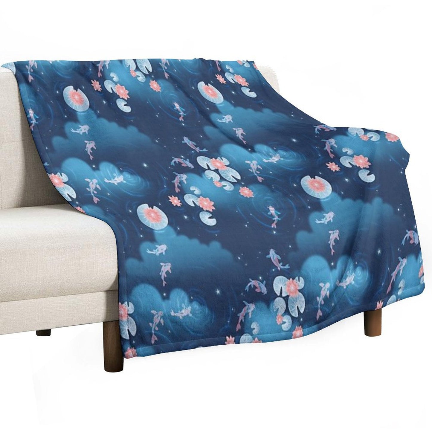 Koi Pond - Night Throw Blanket