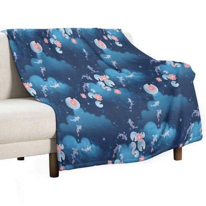 Koi Pond - Night Throw Blanket