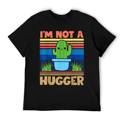 Im Not A Hugger Cactus Gifts Im Not A Hugger Cactus, Men&#39;s Unisex, Black, Small,, Graphic, Crew Neck, Classic Fit, Pullover, T-Shirt