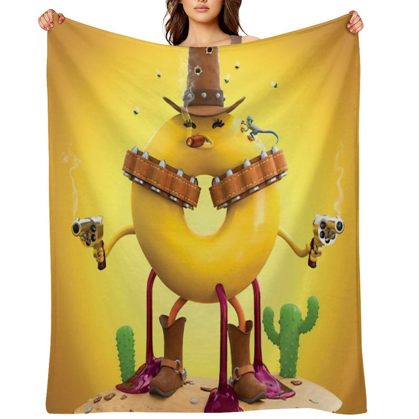 Daisy Donut Goes West Throw Blanket