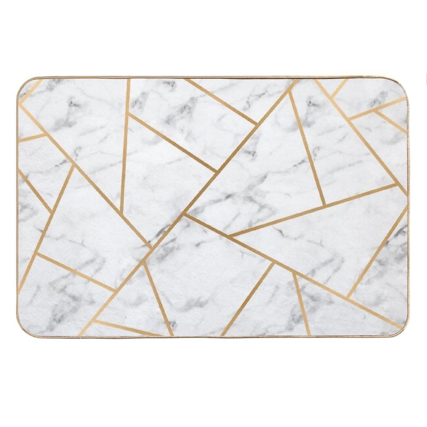 White Marble And Gold Geo Bath Mat