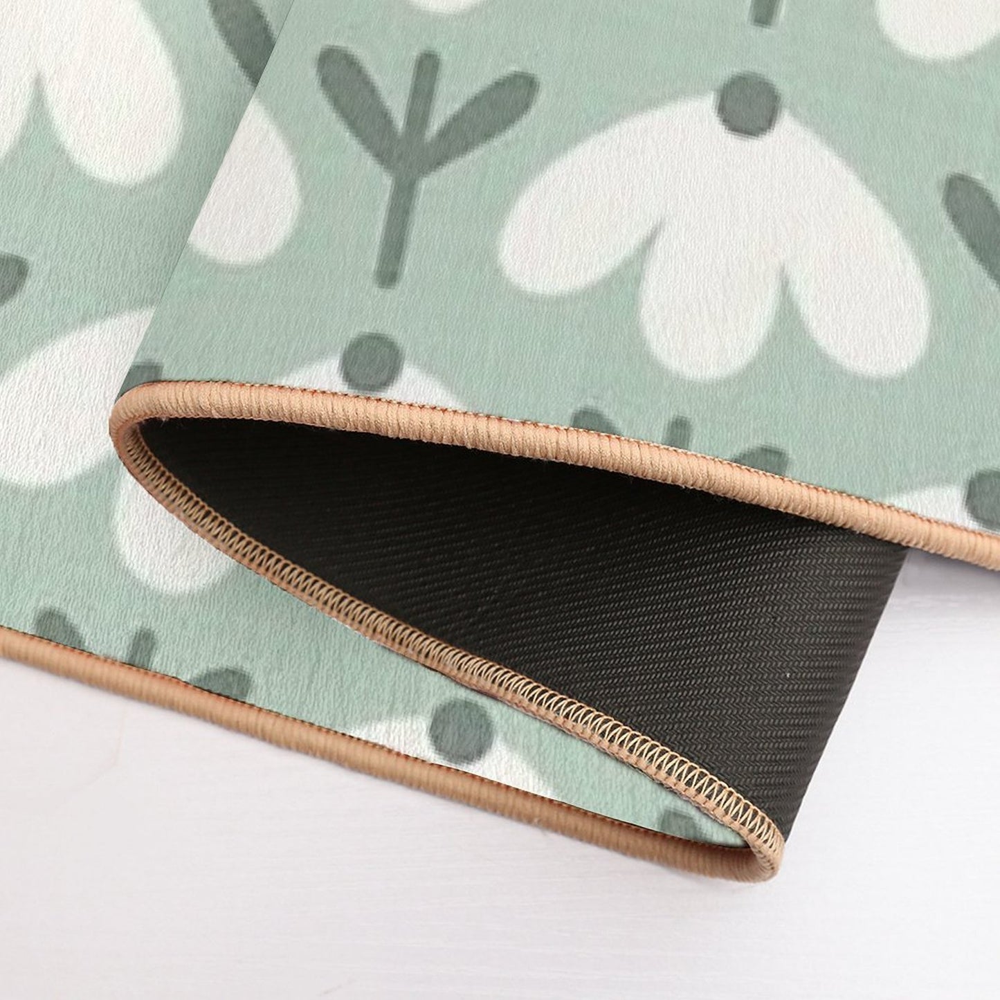 Bold Petal Flowers – Sage Green & Cream – Retro Playful Floral  Fade-Resistant Bath Mat