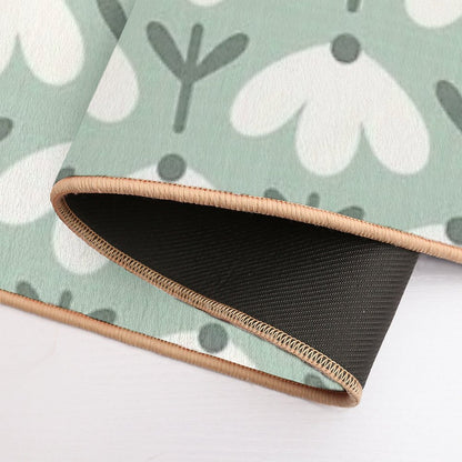 Bold Petal Flowers – Sage Green & Cream – Retro Playful Floral  Fade-Resistant Bath Mat