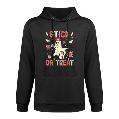 Stick Or Treat Halloween Ghost Nurse Halloween Phlebotomy Cotton-Polyester Blend Hoodie