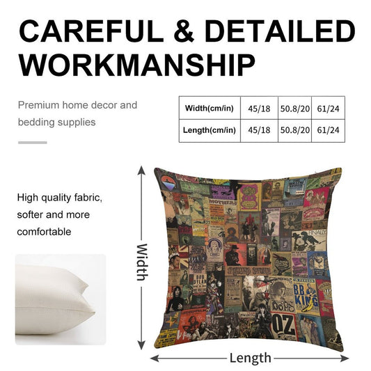 Rock N' Roll Stories II Linen Throw Pillow Cover