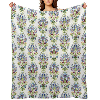 Hungarian Folk Design Violet Throw Blanket