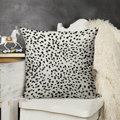 Nadia - Black And White, Animal Print, Dalmatian Spot, Spots, Dots, BW Linen Throw Pillow Cover